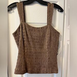 Gold shimmer smocked cami. Zipper up and wide straps, unworn with tags